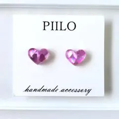【No.265】推し活ピアス　　ピンク　　ぷっくりハート　メンカラ