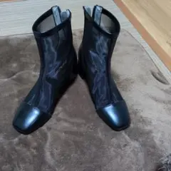 ❤　未使用品・お洒落メッシュBlackブーツ・Lsize24㌢・ 踵６㌢（約）