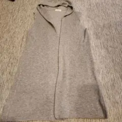 プラステPLST　グレー　 フード付きノースリーブニット カーディガン　M　美品