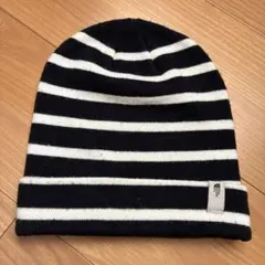 ストライプニット帽 ブラック/ホワイト