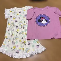 ミニーマウス パジャマ　Tシャツ 110cmセットアップ 2点セット