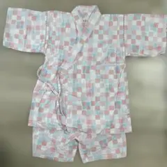 甚平 ピンクと水色 チェック柄 120