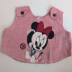ミニーマウス 赤チェック ベビーベスト 70