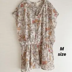 レディースノースリーブトップス　花柄ブラウス　M