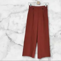 ドレスキップ タック ワイドパンツ ストレート M オレンジ