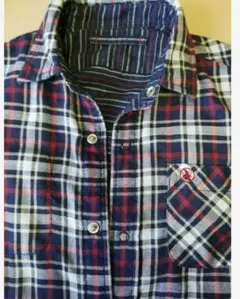 値下げ中！AIGLE エーグル　リバーシブル長袖シャツ120 チェック ボーダー