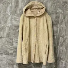 【味がある１着】フード付き ベージュ ボアコート 【L】 アウター ヴィンテージ