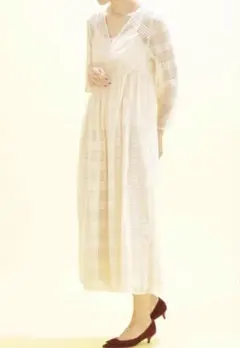 カエン　kaene 　ロングワンピース　レースワンピース　アイボリー　FREE