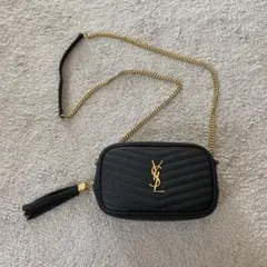 イヴサンローラン ミニバッグチェーン ショルダーバッグ レザーブラック YSL