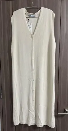ZARA ロング丈ニットベスト Ｌ ニットジレ