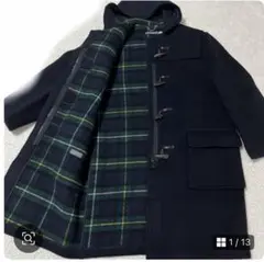 英国製BROOKS BROTHERS⭐︎ 36 ダッフルコート 裏地チェック柄 紺