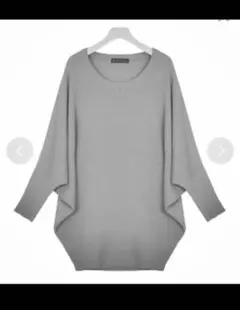 春秋物　Pierrot　ドルマンニットチュニック　セーター/杢グレー/Mサイズ