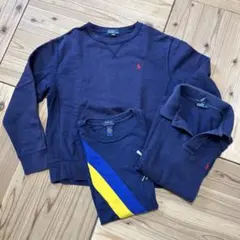 ポロ・ラルフ・ローレン 紺トレーナーと紺ポロシャツ、紺Tシャツセット