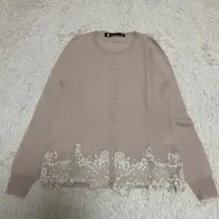 ♡美品♡ フランシュリッペ　カーディガン　刺繍　パール　パフスリーブ　ピンク系