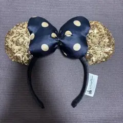 ミニーマウス風カチューシャ ネイビー ゴールド