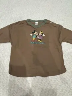 ミッキーマウス 長袖Tシャツ ブラウン　futafuta