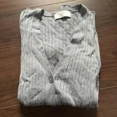 SLOBE iENA ハイゲージリブ Vネックカーディガン ブルー ウール