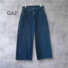 ギャップ ワイド レッグ デニム パンツ ジーンズ 紺色 Ｍのサムネイル