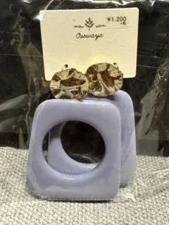 ピアス ☆ ラベンダー パープル 紫 ゴールド big ゆらゆら