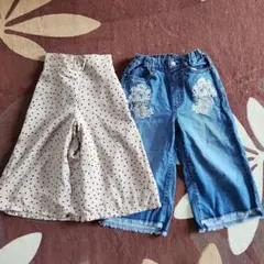 水玉模様と刺繍のショートパンツ2点セット