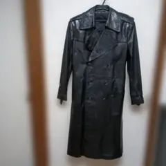 最終価格)ブラック本皮(牛皮)レザーメンズトレンチコート 通産省認可商品
