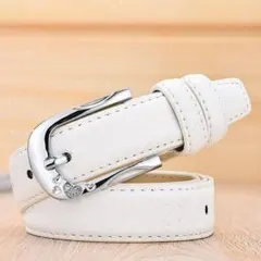 ホワイト ベルト レザー カジュアル 白 ゴルフ 牛革 シンプル