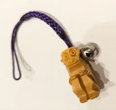 猿　ストラップ　鈴付き　木製