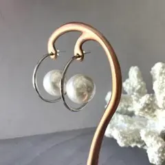 847.silver925ポスト/フェイクパール大ぶりピアス/シルバー