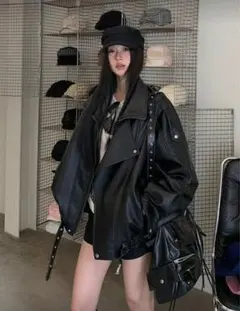 ライダースジャケット　ブルゾン　ブラック　サイズＭ