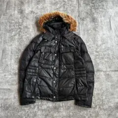 archive grunge fur leather down jacket