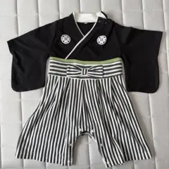 袴風 ベビー着物 ベビー袴　黒 ストライプ　70