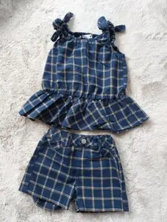 美品⭐ブランシェス⭐branshes⭐セットアップ⭐100cm⭐チェック⭐のサムネイル