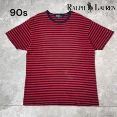 【希少！】90s RalphLauren ラルフ ボーダーtシャツ レッド Lのサムネイル