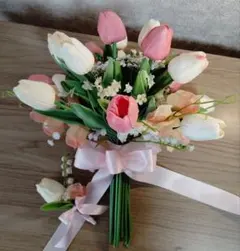 ウェディングブーケ ブートニア（造花、チューリップ）