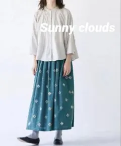 【美品】Sunny clouds 色絵花文 ロングスカート LTサイズ