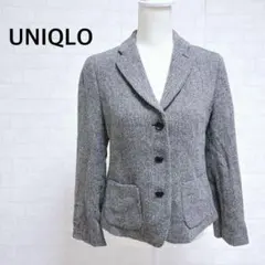 ユニクロ　ツイードジャケット　テーラードジャケット　ヘリンボーン柄　グレー