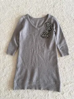 ダイアグラム グレースコンチネンタル リボンビジュー付き モヘヤロングニット