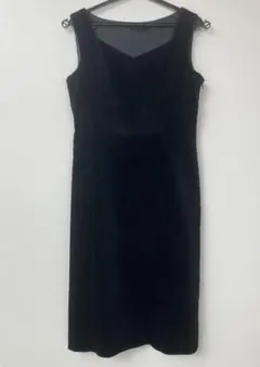 ベロアノースリーブワンピース　黒　M
