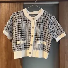 INGNI 白黒ツイード 半袖ニット M