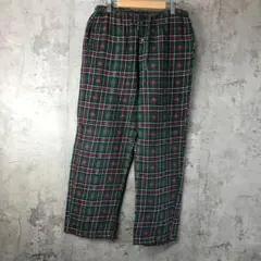 Y753古着　チェックパンツ　パジャマパンツ　緑　赤　紺　白　黒