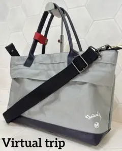 美品！Virtual trip グレー×ネイビー ショルダーバッグ