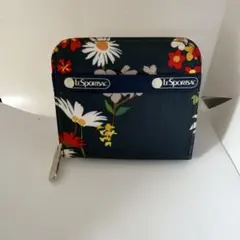 LESPORTSAC 花柄 二つ折り財布 ネイビーパロマ柄