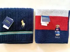 ラルフローレン タオルハンカチ 2枚セット ポロベア 刺繍 ネイビー