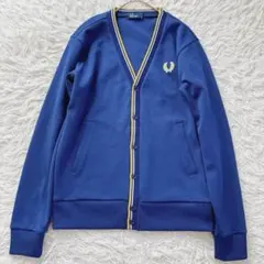 フレッドペリー　トラックジャケットカーディガン　ジャージ素材　金ロゴ　リブ