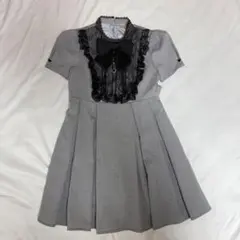 Secret Honey グレー ミニワンピース 半袖 レースヨークワンピース