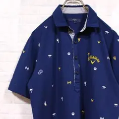 キャロウェイ ロゴ刺繍 総柄 ポロシャツ Callaway ゴルフ ウェア