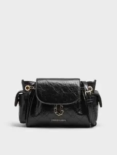 【美品】CHARLES & KEITH ブラック　ハンドバッグ 3WAY