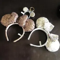 ミッキー・ミニー カチューシャ 2点セット ディズニー　キーホルダー