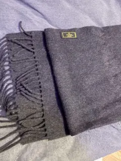 FENDI フェンディ　ダークグレー　ウール マフラー ロゴ刺繍