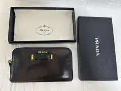 PRADA リボン ラウンドファスナー長財布 黒 箱付✨のサムネイル